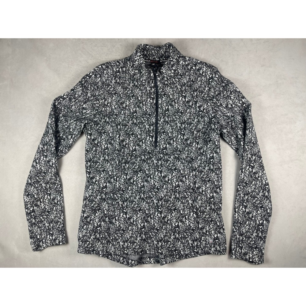 Spyder‎ Active Mens Large Black White Abstract Static Print Quarter Zip Pullover